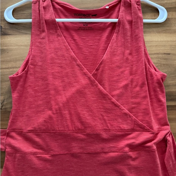 Toad & Co Coral/Red/Orange Faux Wrap Dress - Picture 7 of 10